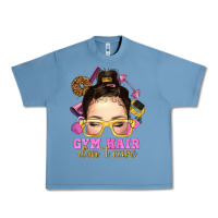 Pebble Blue messy bun gym hair dont care Urban Heavy Tee - NancyCooperArtShop