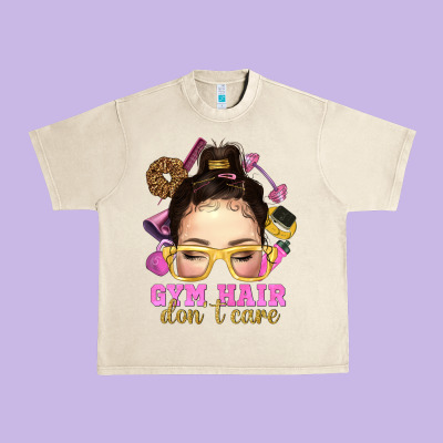 Messy Bun Gym Hair Dont Care Urban Heavy Tee Designed By Nancycooperartshop