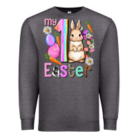 Charcoal Heather My first Easter Girl Easter Day Premium Sweatshirt - HowdyJamesFarm