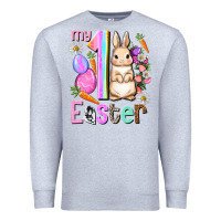Heather Grey My first Easter Girl Easter Day Premium Sweatshirt - HowdyJamesFarm