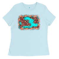 Baby Blue easter Leopard turquoise background Ladies Tee - JahusDesignShop