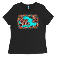 Black easter Leopard turquoise background Ladies Tee - JahusDesignShop