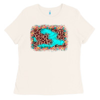 Bone easter Leopard turquoise background Ladies Tee - JahusDesignShop