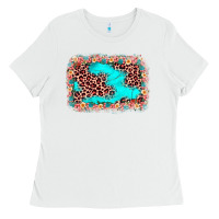 White easter Leopard turquoise background Ladies Tee - JahusDesignShop