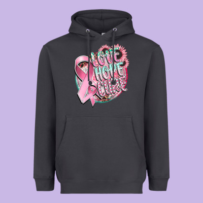 Love Hope Cure Heavyweight Hoodie Designed By Cowgirlartshop