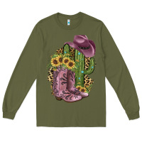 Army Green Pink Cowboy Boots Long Sleeve Tee - JahusDesignShop