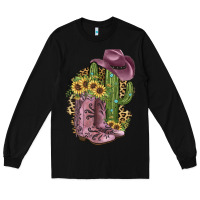 Black Pink Cowboy Boots Long Sleeve Tee - JahusDesignShop