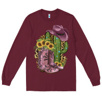 Burgundy Pink Cowboy Boots Long Sleeve Tee - JahusDesignShop