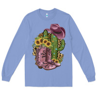 Colony Blue Pink Cowboy Boots Long Sleeve Tee - JahusDesignShop