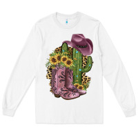White Pink Cowboy Boots Long Sleeve Tee - JahusDesignShop