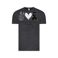 Vintage Black Peace love cure Melanoma Cancer Vintage Tee - NancyCooperArtShop