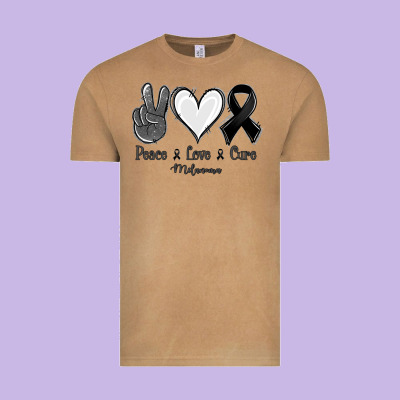 Peace Love Cure Melanoma Cancer Vintage Tee Designed By Nancycooperartshop