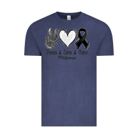 Vintage Denim Peace love cure Melanoma Cancer Vintage Tee - NancyCooperArtShop