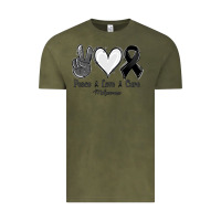 Vintage Olive Peace love cure Melanoma Cancer Vintage Tee - NancyCooperArtShop