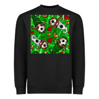 Black soccer gnomes and hearts seamless pattern Heavyweight Sweatshirt - BundleAndBundleShop