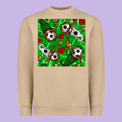 Soccer Gnomes And Hearts Seamless Pattern Heavyweight Sweatshirt Designed By Bundleandbundleshop