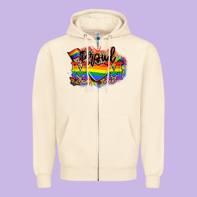 Proud Mom Leopard Zipper Hoodie Designed By Nancycooperartshop