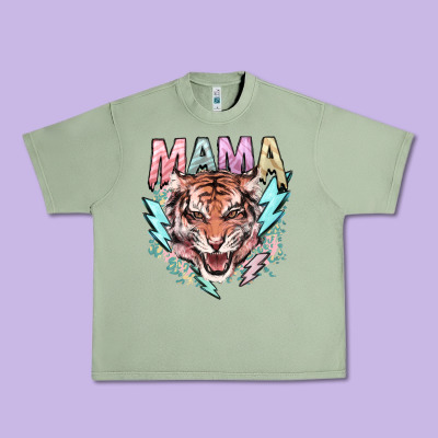 Mama Tiger Lightning Bolt Urban Heavy Tee Designed By Nancycooperartshop