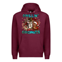 Burgundy chillin with my gnomies Premium Hoodie - CowGirlArtShop