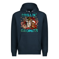 Navy chillin with my gnomies Premium Hoodie - CowGirlArtShop