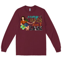 Burgundy Camp Hair Don't Care Long Sleeve Tee - BundleAndBundleShop