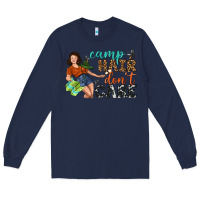 Navy Camp Hair Don't Care Long Sleeve Tee - BundleAndBundleShop