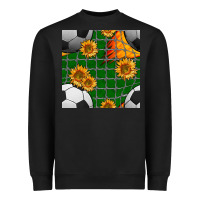 Black soccer balls and sunflowers with goal nets seamless pattern Heavyweight Sweatshirt - BundleAndBundleShop