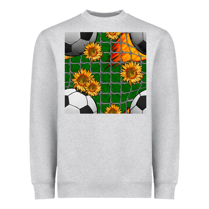 Soccer Balls And Sunflowers With Goal Nets Seamless Pattern Heavyweight Sweatshirt by BundleAndBundleShop | Teevron