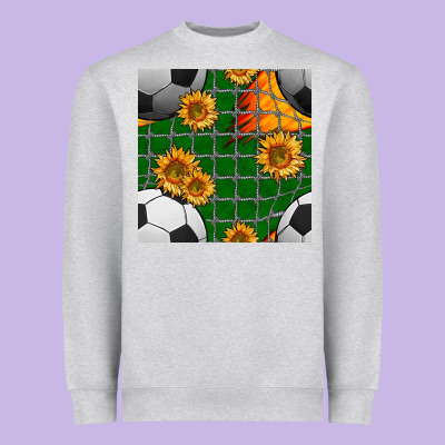 Soccer Balls And Sunflowers With Goal Nets Seamless Pattern Heavyweight Sweatshirt Designed By Bundleandbundleshop