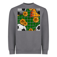 Storm soccer balls and sunflowers with goal nets seamless pattern Heavyweight Sweatshirt - BundleAndBundleShop
