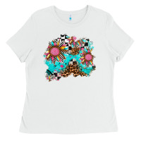 White race sunflower patches Ladies Tee - AdoDesignShop