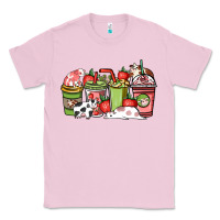 Bubblegum Pink cow and strawberry coffee cups Classic Tee - NancyCooperArtShop