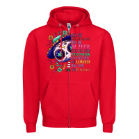 Red You are braver than you think sugar skull Zipper Hoodie - NancyCooperArtShop