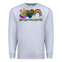 Heather Grey Peace love pride Premium Sweatshirt - CowGirlArtShop