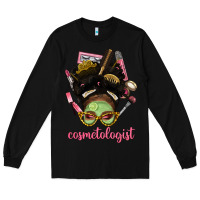 Black Afro Messy Bun Cosmetologist Long Sleeve Tee - BundleAndBundleShop