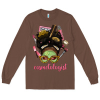 Chestnut Afro Messy Bun Cosmetologist Long Sleeve Tee - BundleAndBundleShop