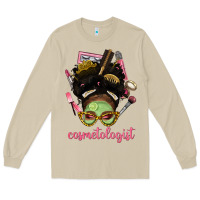 Mushroom Afro Messy Bun Cosmetologist Long Sleeve Tee - BundleAndBundleShop
