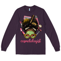Plum Afro Messy Bun Cosmetologist Long Sleeve Tee - BundleAndBundleShop