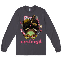 Smoke Afro Messy Bun Cosmetologist Long Sleeve Tee - BundleAndBundleShop