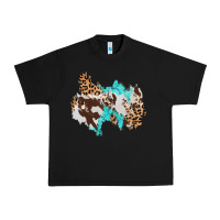 Black cowhide leopard turquoise patch Urban Heavy Tee - AdoDesignShop
