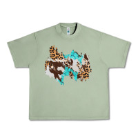 Oil Green cowhide leopard turquoise patch Urban Heavy Tee - AdoDesignShop