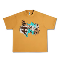 Peanut Butter cowhide leopard turquoise patch Urban Heavy Tee - AdoDesignShop