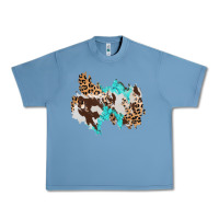 Pebble Blue cowhide leopard turquoise patch Urban Heavy Tee - AdoDesignShop