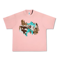 Salmon cowhide leopard turquoise patch Urban Heavy Tee - AdoDesignShop