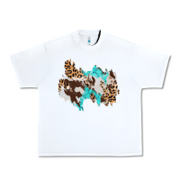 White cowhide leopard turquoise patch Urban Heavy Tee - AdoDesignShop