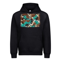 Black Cowhide Turquoise Glitter Urban Hoodie - FaDigitalArtStudio