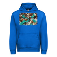 Cobalt Cowhide Turquoise Glitter Urban Hoodie - FaDigitalArtStudio