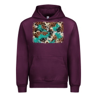 Mauve Wine Cowhide Turquoise Glitter Urban Hoodie - FaDigitalArtStudio