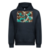 Navy Cowhide Turquoise Glitter Urban Hoodie - FaDigitalArtStudio
