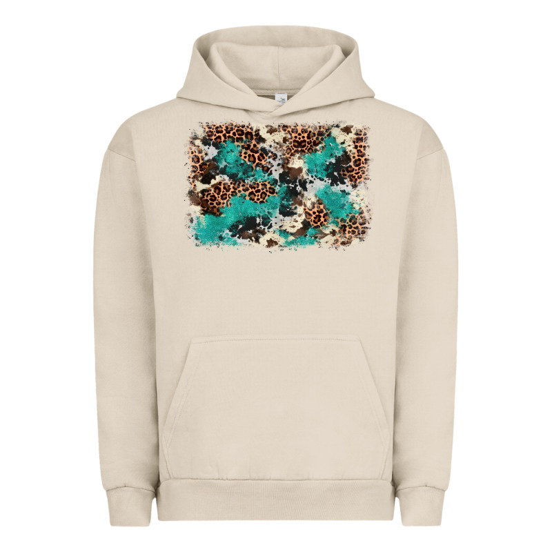 Cowhide Turquoise Glitter Urban Hoodie by FaDigitalArtStudio | Teevron